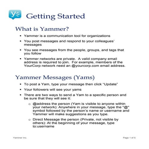 Yammer features