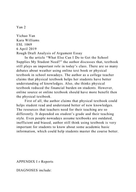 Yan 2Yichao YanKara WilliamsESL 10696 April 2019 Rough.docx