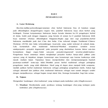 Makalah Obat Tradisional Jahe Asal Nusa Tenggara Timur