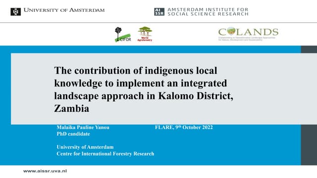 thumbnail of  The contribution of indigenous local knowledge to implement an integrated landscape approach in Kalomo District, Zambia