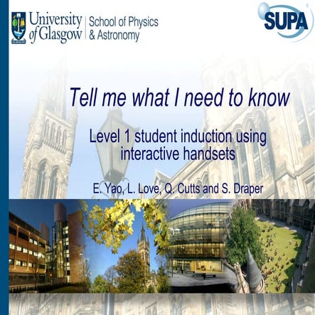 Level 1 student induction using interactive handsets