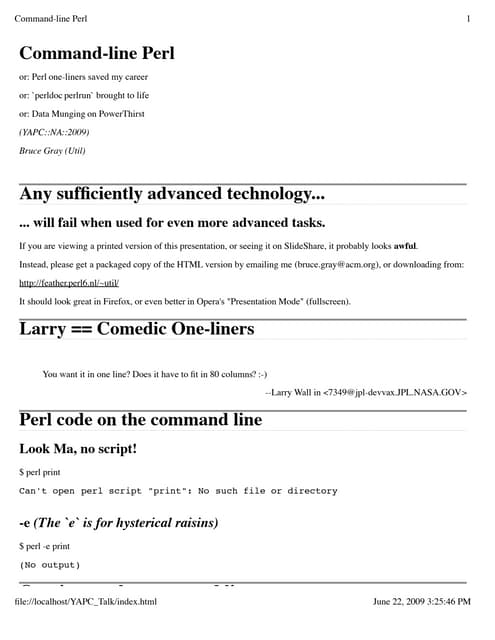 Yapc::NA::2009 - Command Line Perl