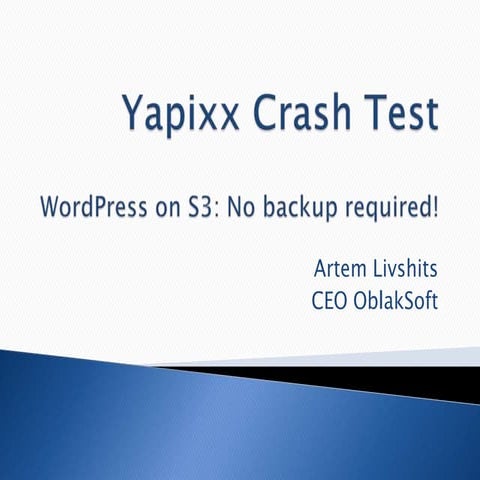 WordPress on S3: no more backups