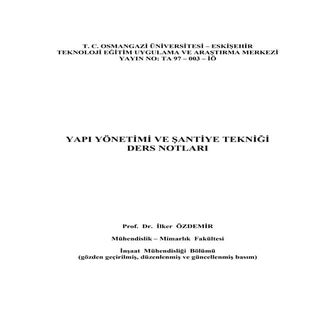 Yapı Yönetimi ve Şantiye Tekniği De...
