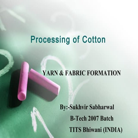 Yarn & Fabric Formation by Sukhvir Sabharwal
