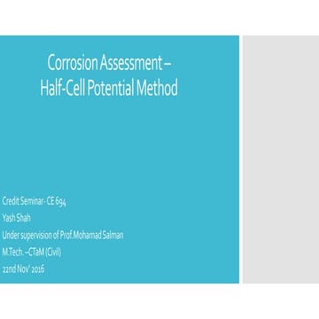 Corrosion Assessment – Half-Cell Potential Method for reinforced concrete