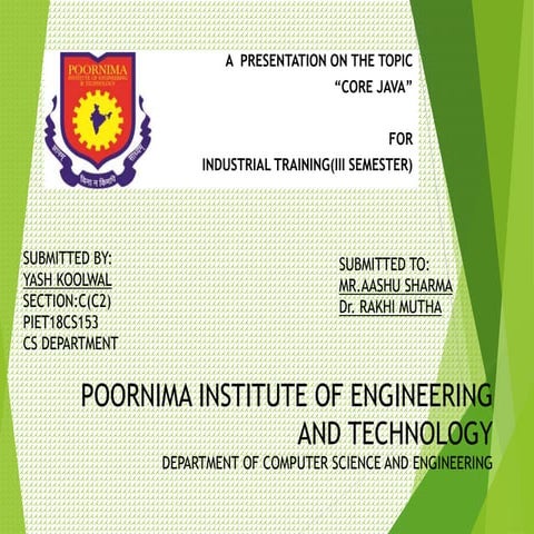 Core JAVA presentation for 1st year students | PPTX