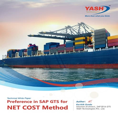 Preference in SAP GTS for NET COST Method