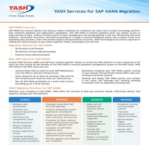 YASH Services for SAP HANA Migration
