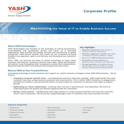 Yash corporate profile