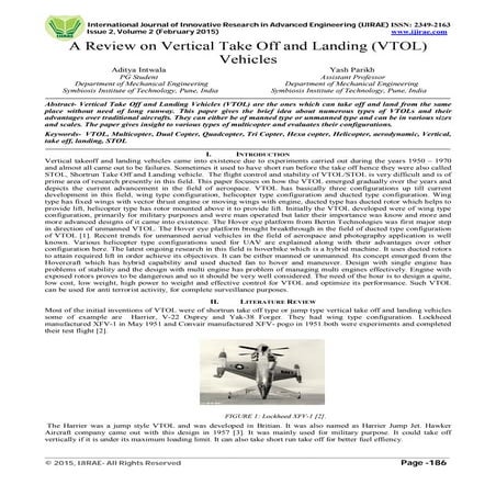 Review on Vertical Take Off and Landing (VTOL) Vehicles