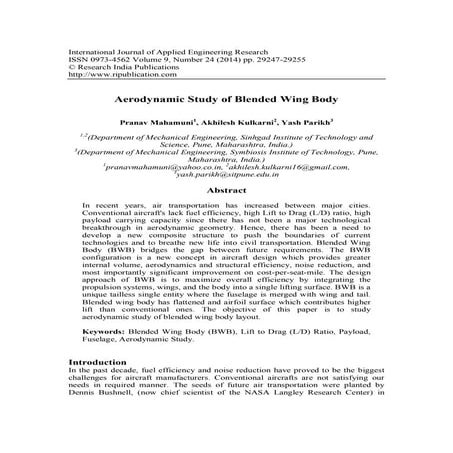 Aerodynamic Study of Blended Wing Body | PDF