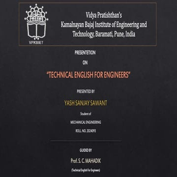Technical English for Engineers | Mechanical Engineer | Audit Course - III 