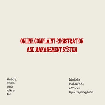 ONLINE COMPLAINT REGISTRATION AND MANAGEMENT SYSTEM