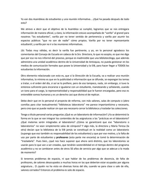 Ya Van Dos Asambleas De Estudiantes Y Una ReunióN Informativa Viene Mi Reflexion