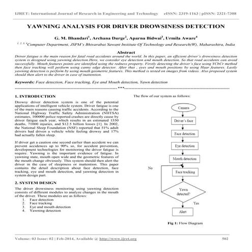 Yawning analysis for driver drowsiness detection