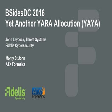 Yet Another YARA Allocution (YAYA) 