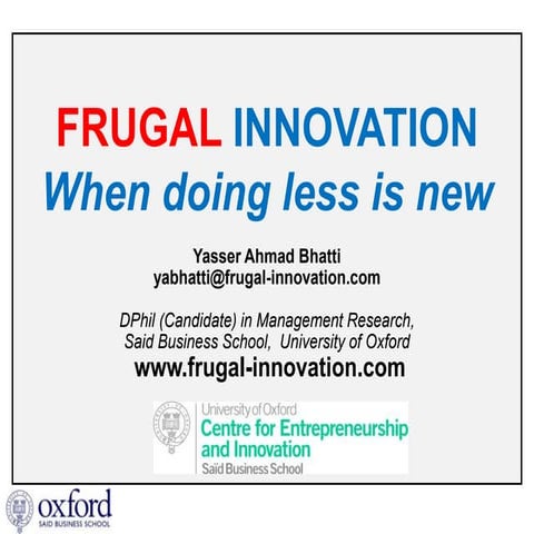 Frugal Innovation Research