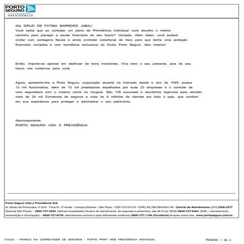 Sirlei de fatima barreiro jabal   previdência privada