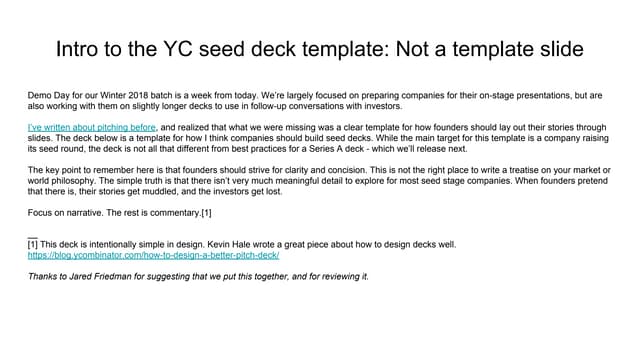 Y Combinator Pitch Deck Template For Startup Founders