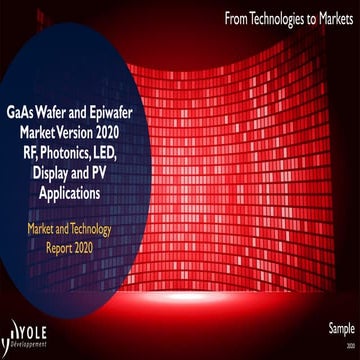 GaAs Wafer and Epiwafer Market: RF, Photonics, LED, Display and PV Applications 2020