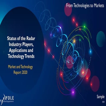 Status of the Radar Industry: Players, Applications and Technology Trends 2020