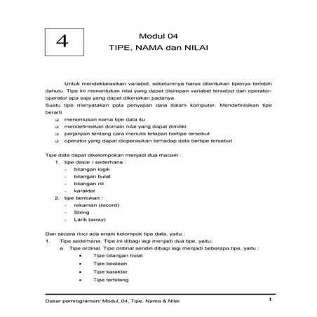 Dasar Pemrograman materi kuliah