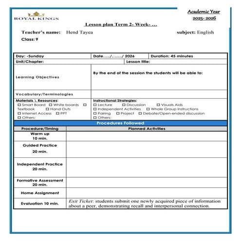 Comprehensive English Lesson Plans for Grade 9 - Term 2 Weekly Sessions ...