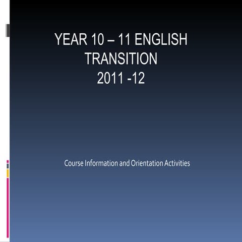Year 11 Transition Course Info 2011-2012