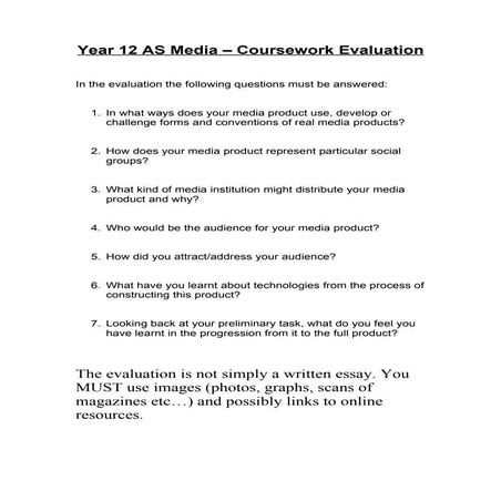 Year 12 as media evaluation questions