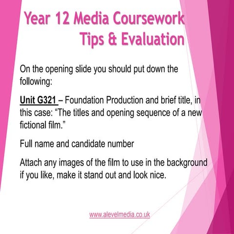 Year 12 media coursework g321 evaluation techniques