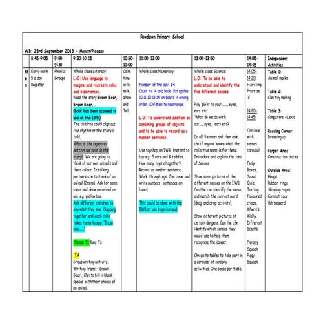 Year 1 planning wb 23.9.13