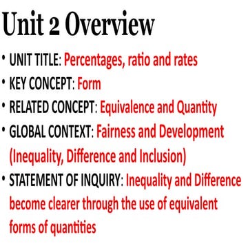 year 2 unit 2 mathematics on percentages