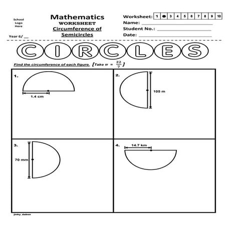 Year 6 – Circumference of Semicircles (Worksheet)