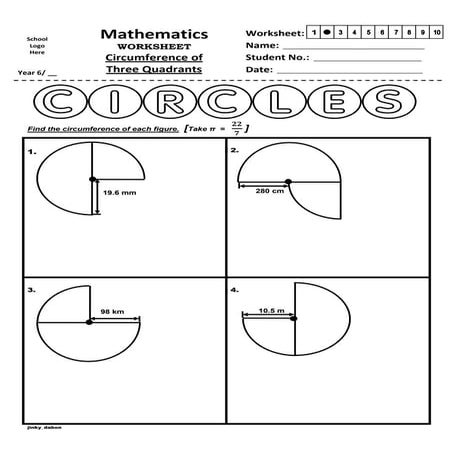 Year 6 – Circumference of Three-Quadrants (Worksheet)