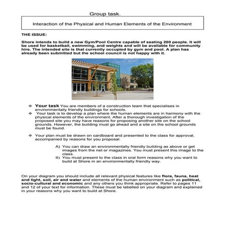 Human & Physical Environment Group task