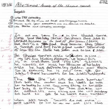 Year 8 Shared Sonnet Assessment Marc | PDF