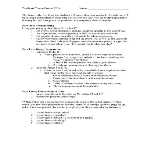 Yearbook theme project