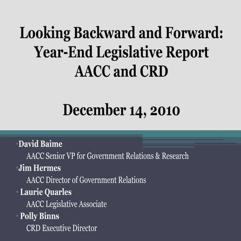 AACC Year End Legislative Update