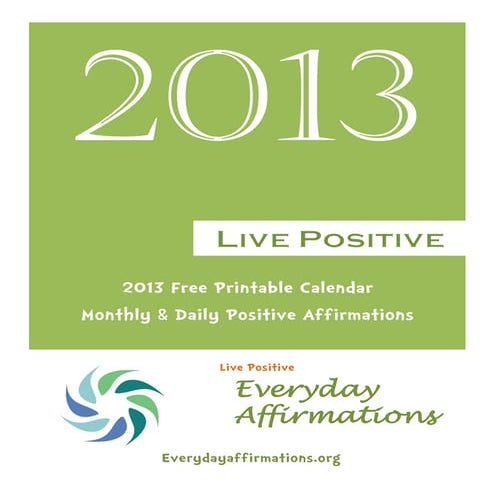 Yearly affirmations calendar