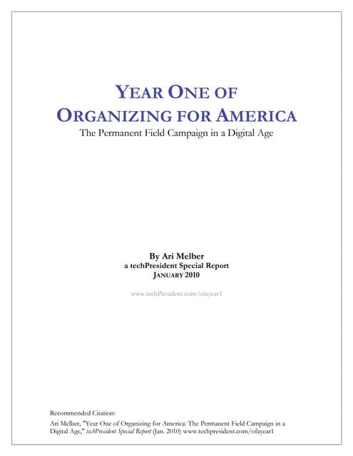 Year One of Organizing For America:...