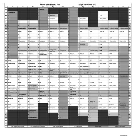 Year planner Agape 2013