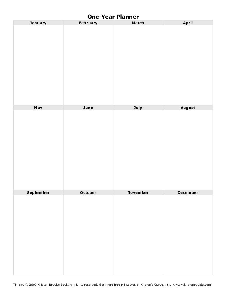 Year Planner Sheet