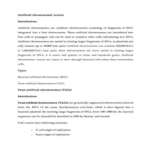 Yeast artificial chromosomes