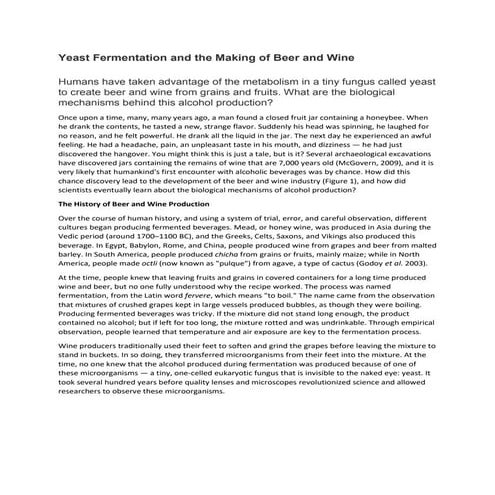 Yeast Fermentation and the Making of Beer and Wine.docx