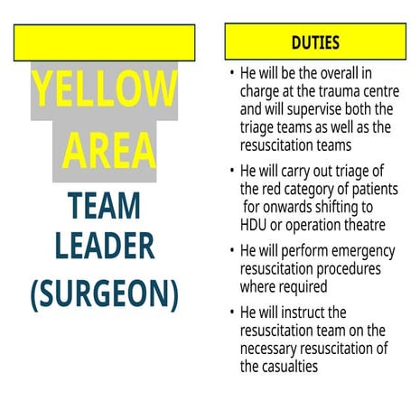 Roles and Responsibilities in Green Area Casualty Resuscitation Team | PPTX