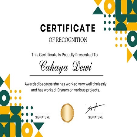 Yellow Green Geometry Recognition Certificate  .pptx