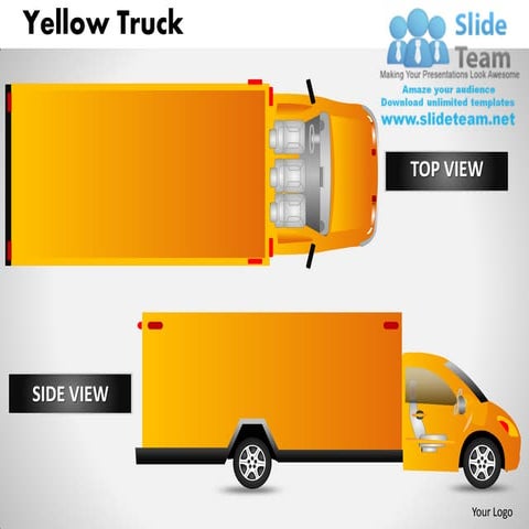Yellow truck side view powerpoint presentation slides ppt templates