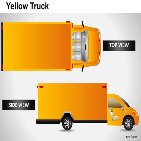 Yellow truck top view powerpoint presentation templates