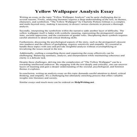 Yellow Wallpaper Analysis Essay.pdf